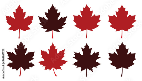 Maple leaves set , Autumn Leaves silhouette set vector illustration