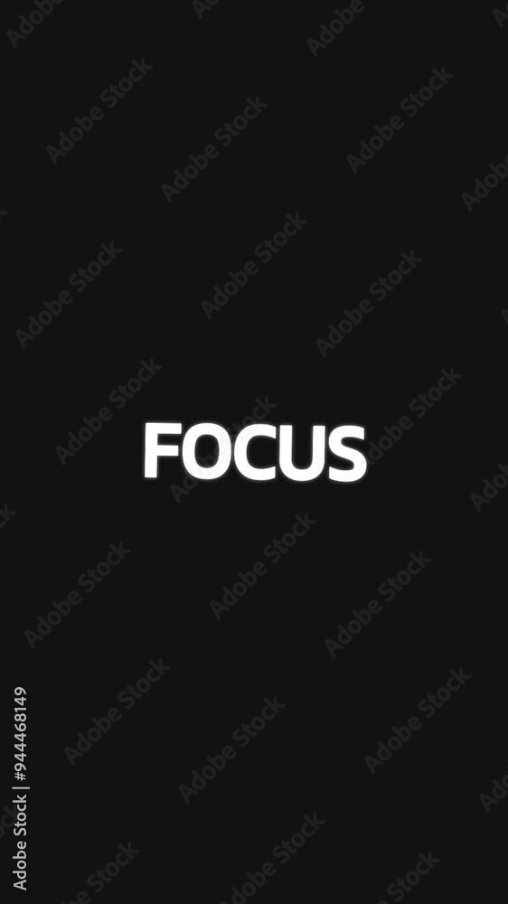 Animation with “focus” words on a black background, with alternating circular mask turns. Animation with “focus” words on a black background, with alternating circular mask turns.