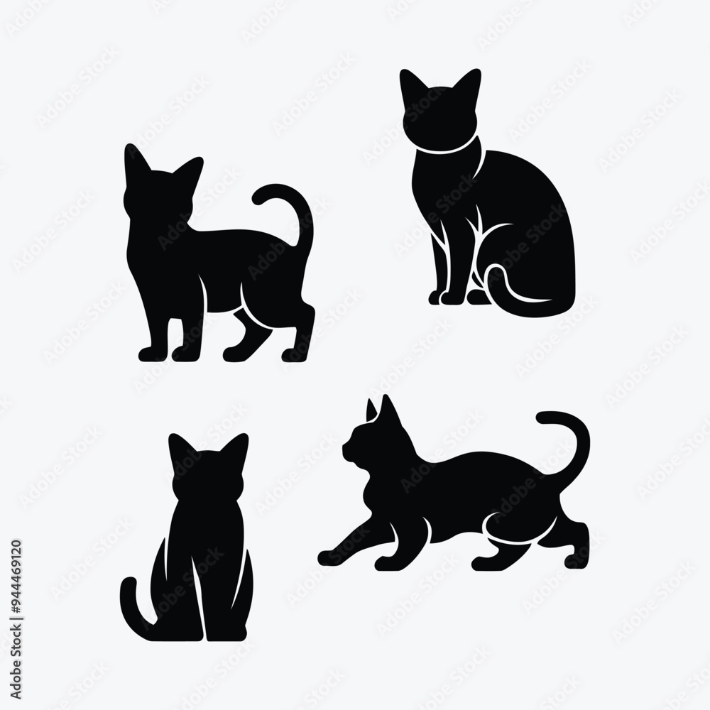 Scottish fold cat silhouette vector template illustration Scottish fold cat silhouette vector template illustration