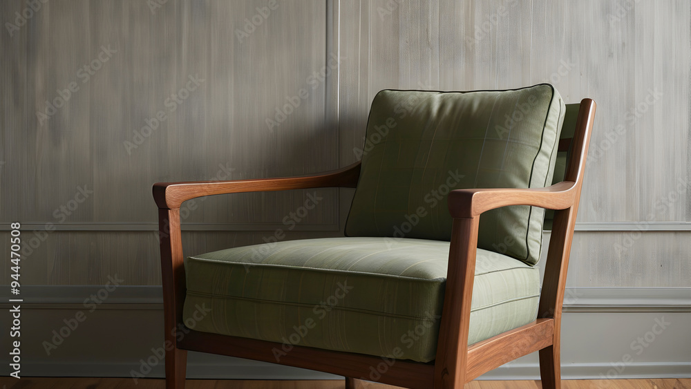 Obraz premium sage green armchair against a grey wall