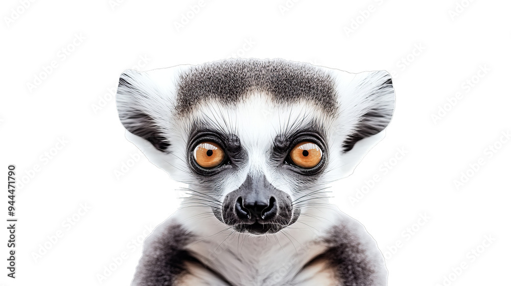 Obraz premium Lemur head isolated on white background, PNG