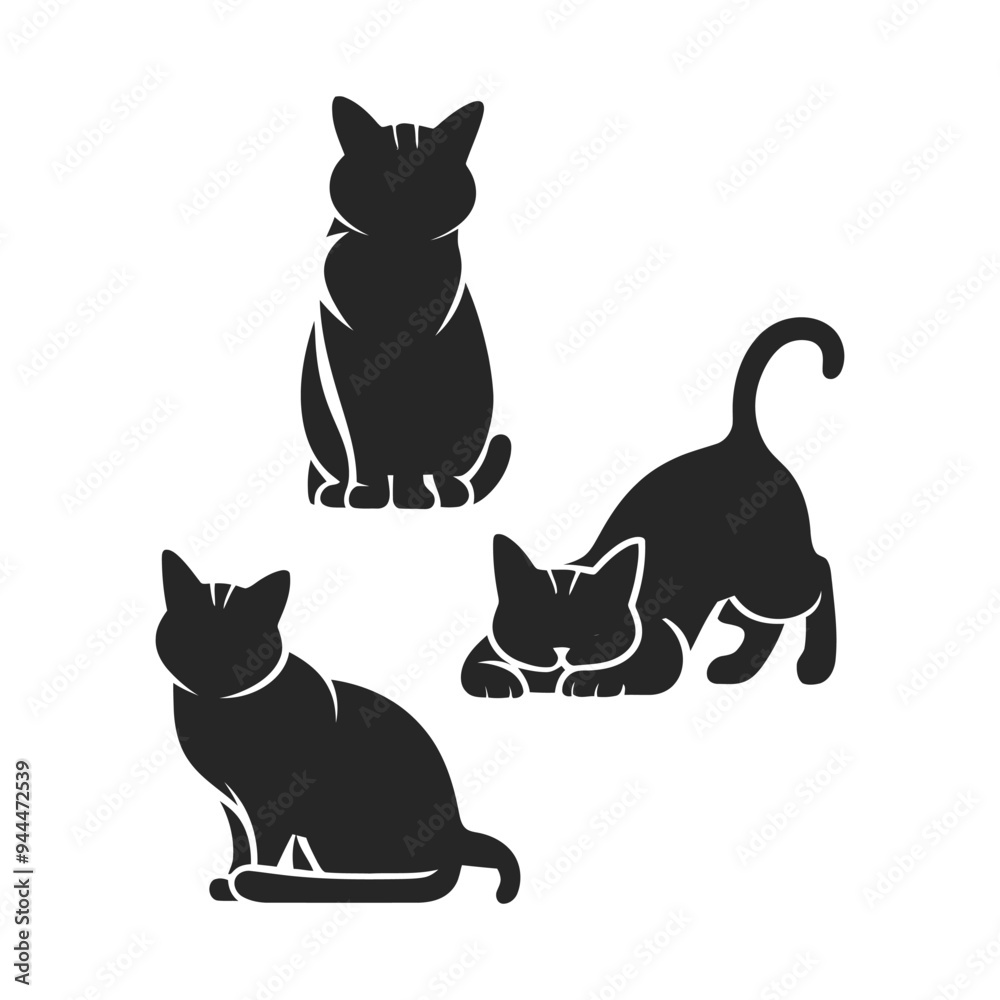 Scottish fold cat silhouette vector template illustration Scottish fold cat silhouette vector template illustration