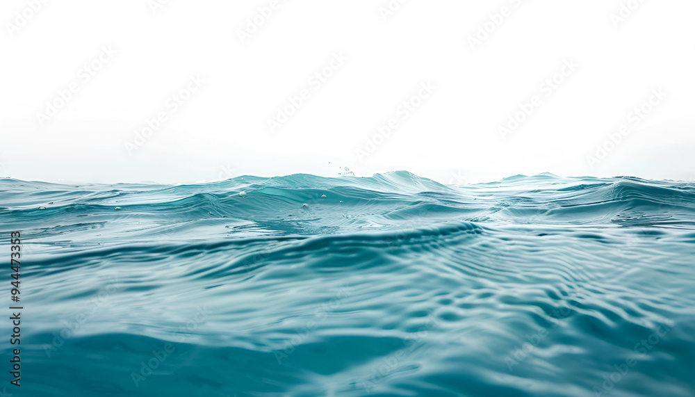 Side view surface of blue water in white background Side view surface of blue water in white background