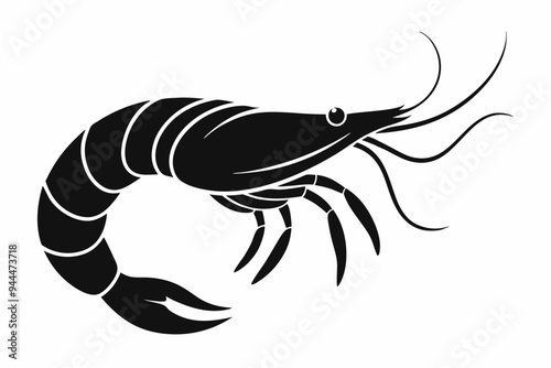 shrimp vector silhouette, shrimp icon vector, Sea lobster	