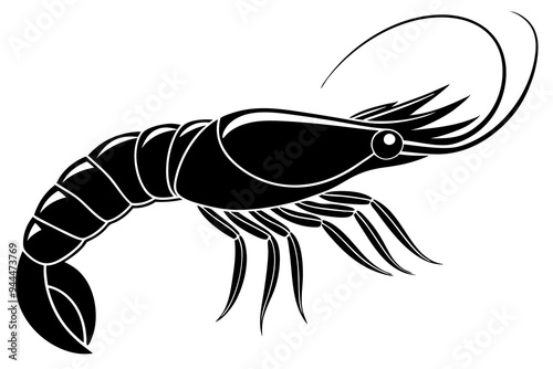 shrimp vector silhouette, shrimp icon vector, Sea lobster	