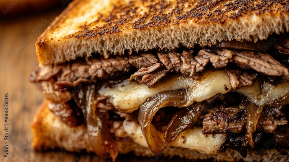Beef and Caramelized Onion Panini with Melted Cheese Beef and Caramelized Onion Panini with Melted Cheese