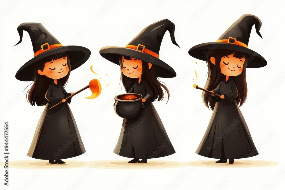 A cheerful witch brewing potions in a cozy setting during a magical celebration A cheerful witch brewing potions in a cozy setting during a magical celebration