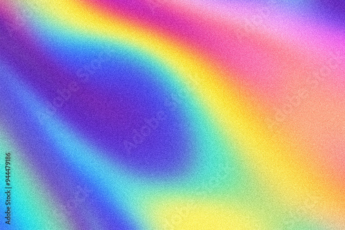 Fototapeta Naklejka Na Ścianę i Meble -  Abstract holographic rainbow blurred grainy gradient wave background texture