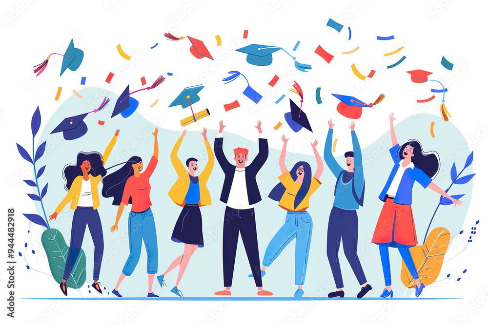 A group of people are celebrating their graduation with a lot of confetti. A group of people are celebrating their graduation with a lot of confetti.