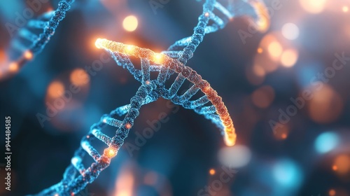 Holographic visualization of the interaction between histone modifications and DNA methylation, epigenetic crosstalk, molecular biology photo