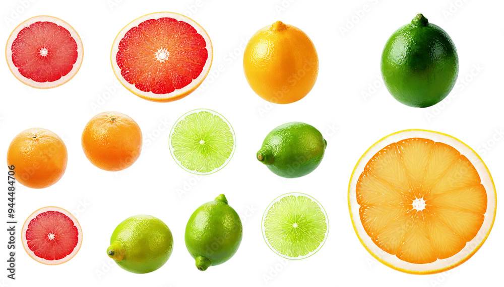 Citrus fruit set on a transparent background Citrus fruit set on a transparent background