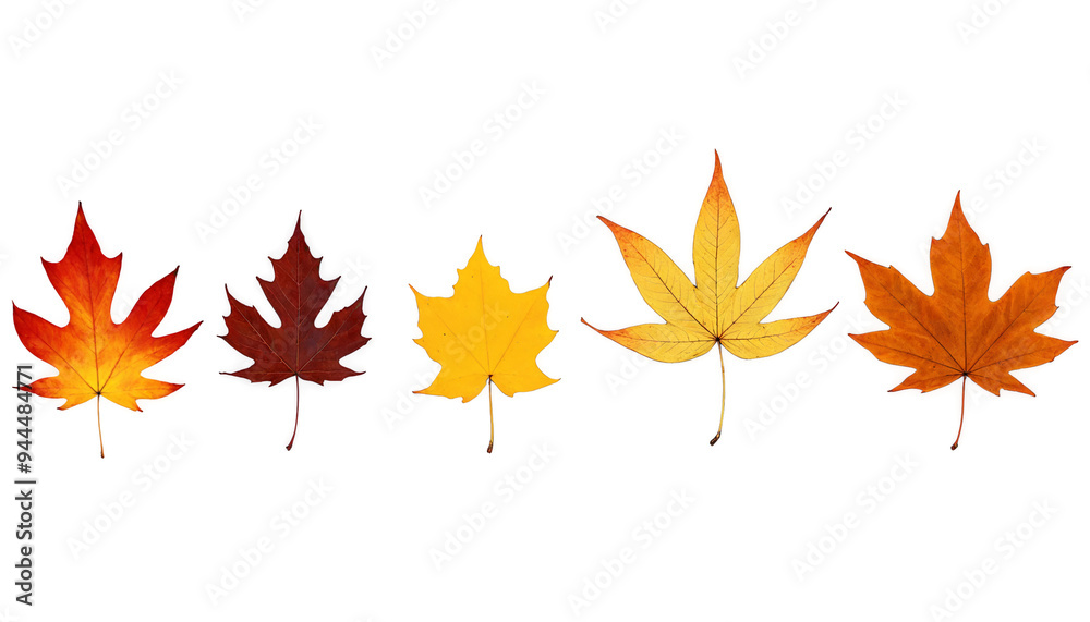 Fall Leaves in Autumn Colors on a transparent background Fall Leaves in Autumn Colors on a transparent background