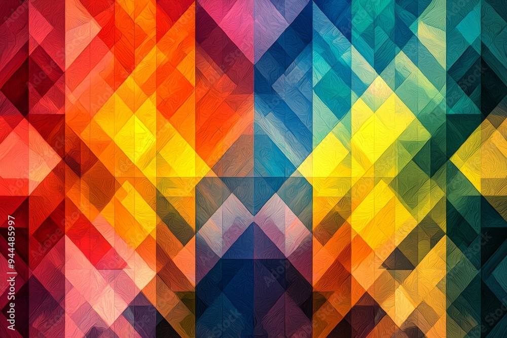 Abstract Geometric Pattern with Vibrant Colors created with Generative AI Abstract Geometric Pattern with Vibrant Colors created with Generative AI