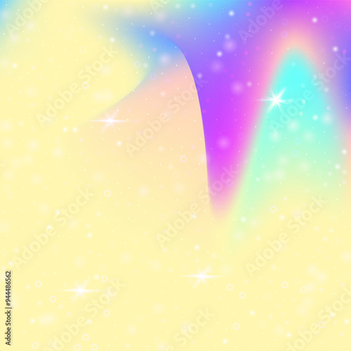 Kawaii Hologram. Purple Princess Pattern. Girl Background. Holographic Abstract Effect. Pink Mystical Invitation. Blue Colorful Gradient. Fairy Texture. Stars Kawaii Hologram.