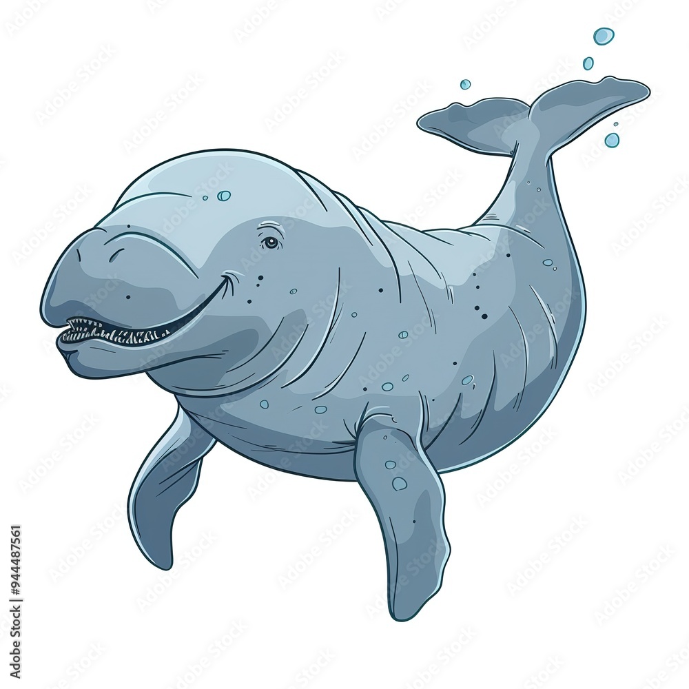 Fototapeta premium Dugong Poison element animal cartoon isolated whitebackground 16:9