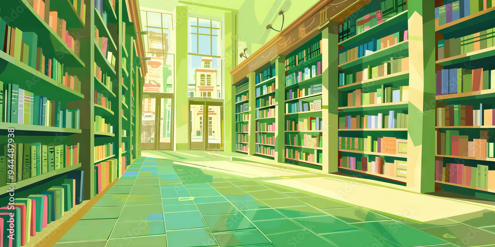Soft Green Abstract Background of a European Bookstore Soft Green Abstract Background of a European Bookstore