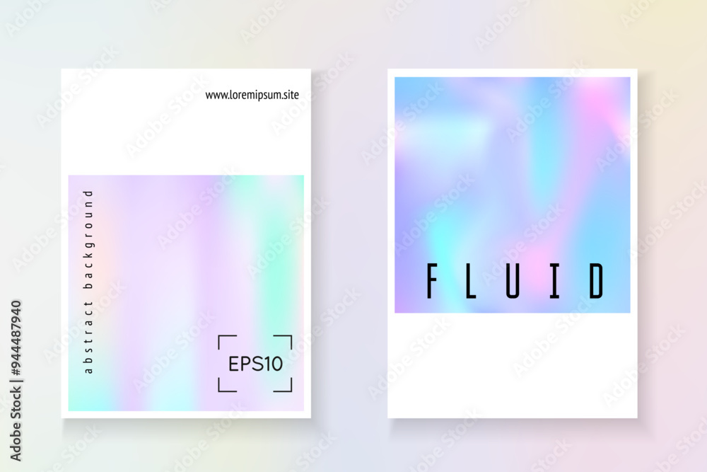 Fototapeta premium Gradient Background. Holographic Texture. Hologram Shape. Violet Minimalist Paper. Chrome Design. Crystal Concept. Colourful 90s Brochure. Blue Gradient Background