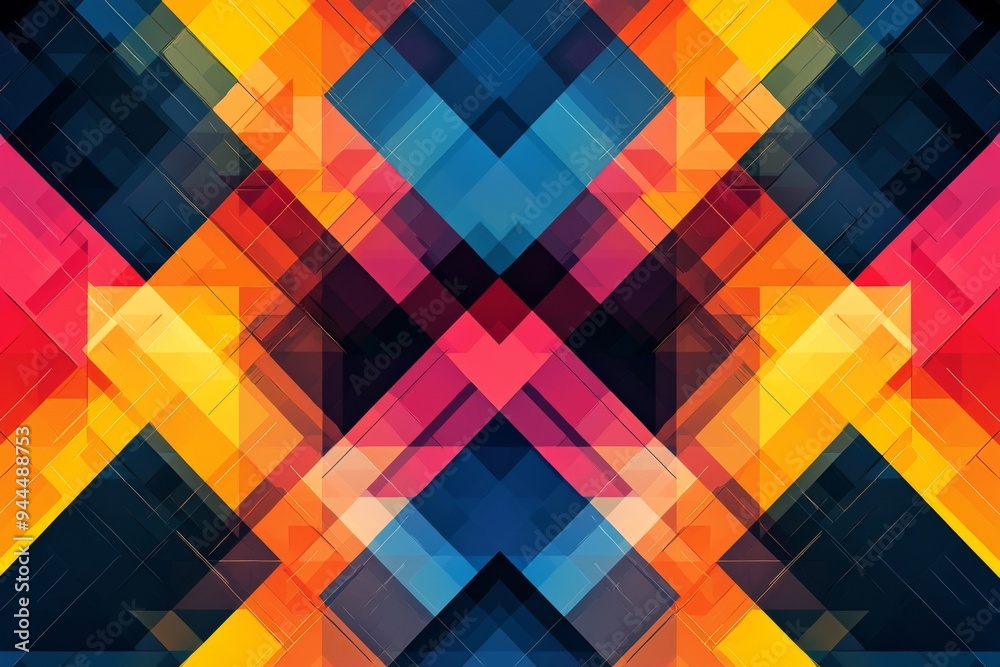Abstract Geometric Pattern with Vibrant Colors created with Generative AI Abstract Geometric Pattern with Vibrant Colors created with Generative AI