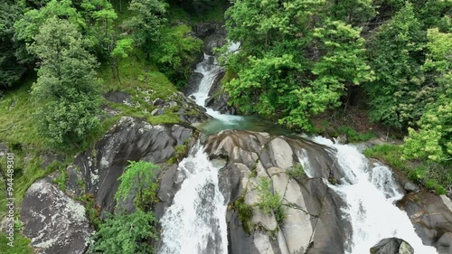 beautiful cascading waterfall in Italy photo