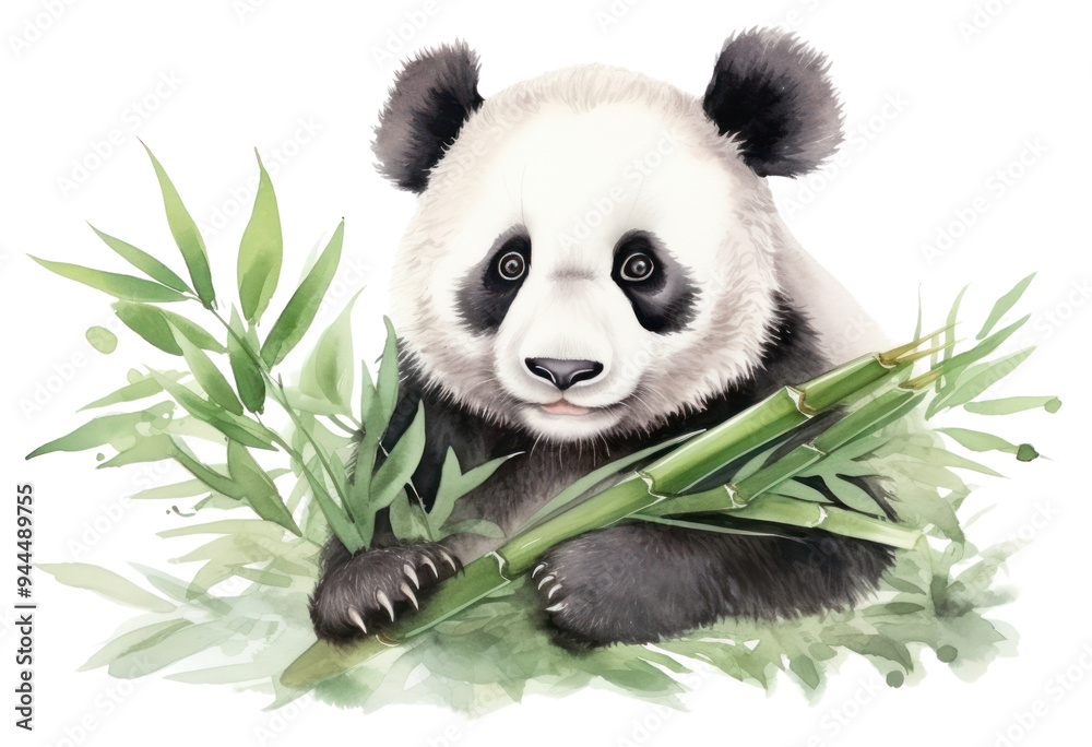 Naklejka premium PNG A panda with bamboo wildlife animal mammal.