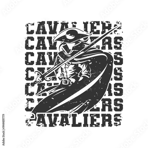 Cavaliers Illustration Clip Art Design Shape. Mascot Silhouette Icon Vector. photo