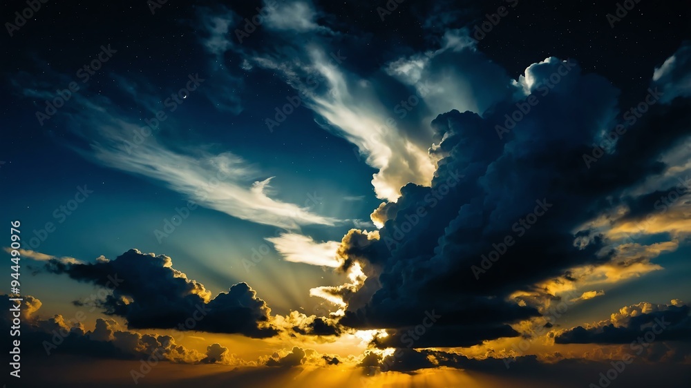 yellow themed dramatic clouds in night sky with stunning moon background yellow themed dramatic clouds in night sky with stunning moon background