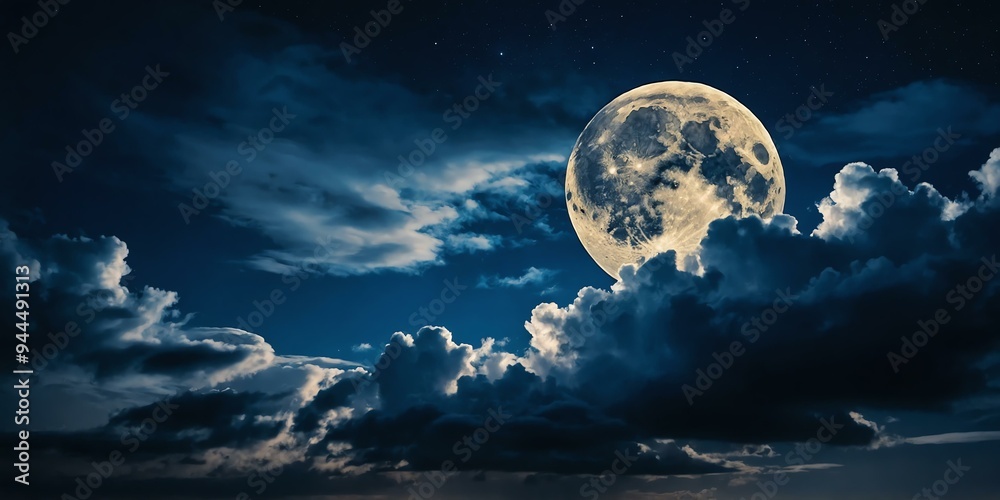 blue themed dramatic clouds in night sky with stunning moon background blue themed dramatic clouds in night sky with stunning moon background