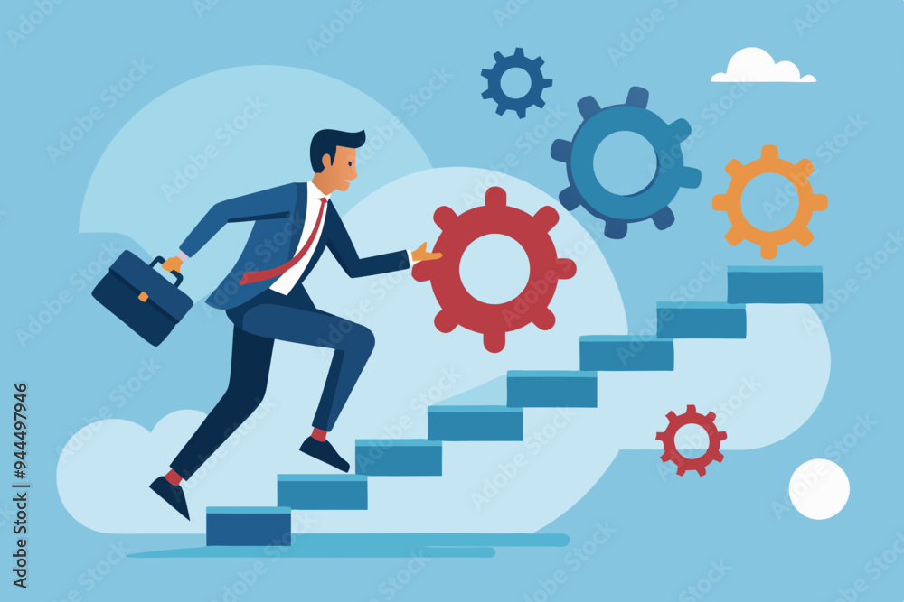 Best practices development, strategy to success or improvement, planning, progress or implementation process, efficiency or productivity concept, businessman running up stair on cogwheel gears system
Best practices development, strategy to success or improvement, planning, progress or implementation process, efficiency or productivity concept, businessman running up stair on cogwheel gears system