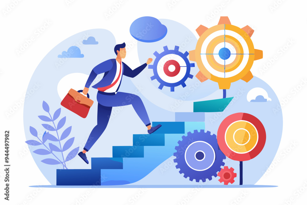 Best practices development, strategy to success or improvement, planning, progress or implementation process, efficiency or productivity concept, businessman running up stair on cogwheel gears system
Best practices development, strategy to success or improvement, planning, progress or implementation process, efficiency or productivity concept, businessman running up stair on cogwheel gears system