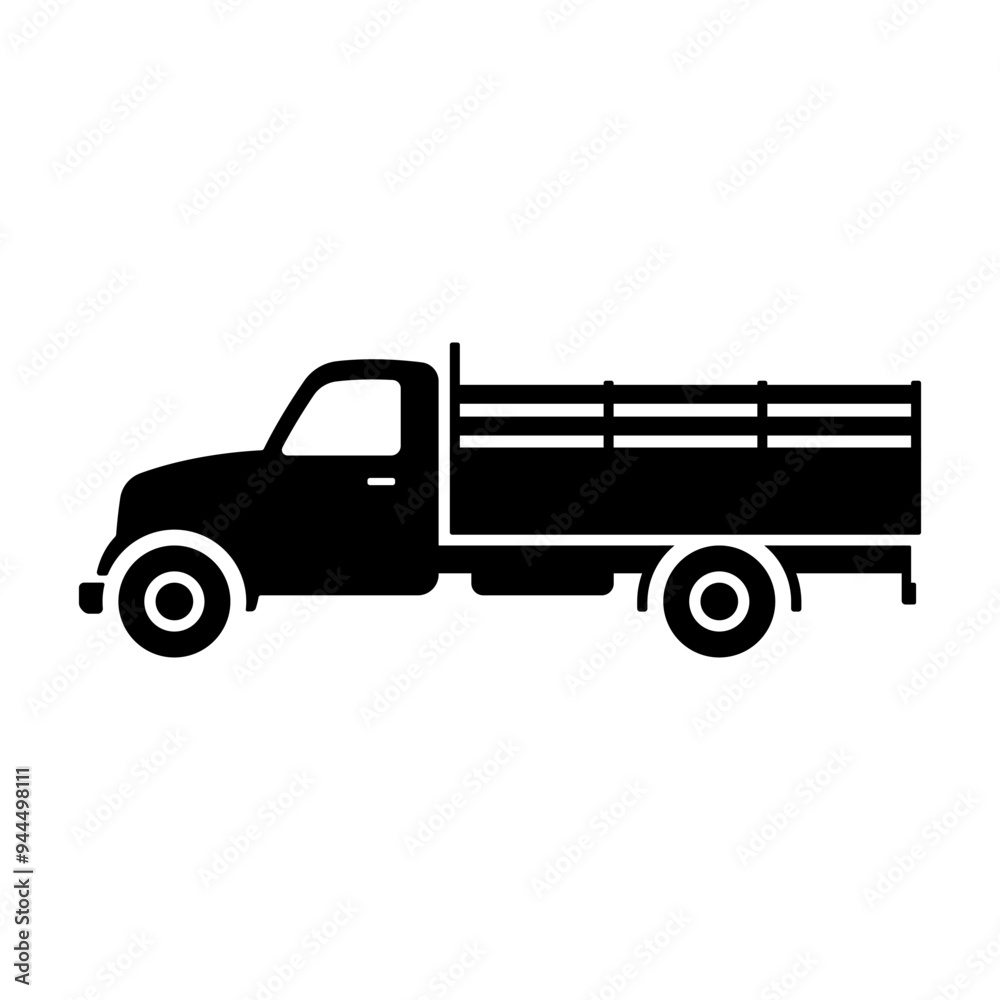 Truck icon. Black silhouette. Side view. Vector simple flat graphic illustration. Isolated object on white background. Isolate. Truck icon. Black silhouette. Side view. Vector simple flat graphic illustration. Isolated object on white background. Isolate.