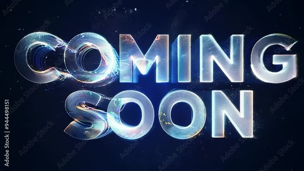 A beautiful animated lettering of the words Coming Soon in bright colours with explosion effects.