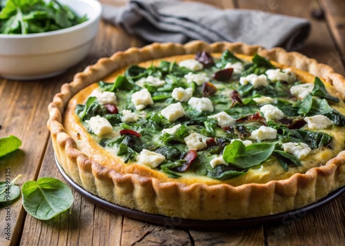 A savory tart filled with sorrel, goat cheese, and a flaky crust