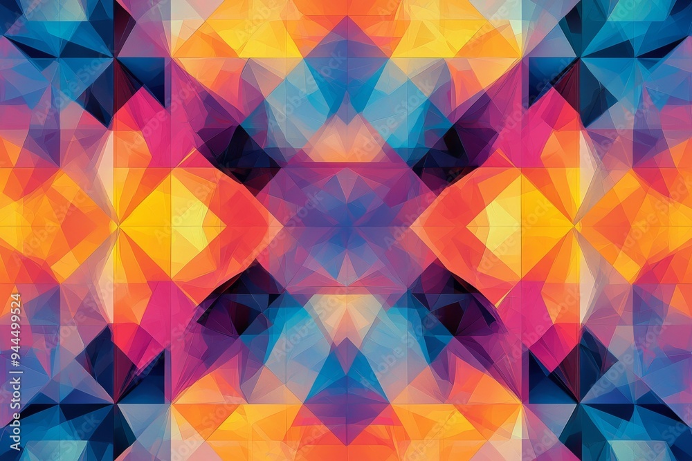 Abstract Geometric Pattern with Vibrant Colors created with Generative AI Abstract Geometric Pattern with Vibrant Colors created with Generative AI