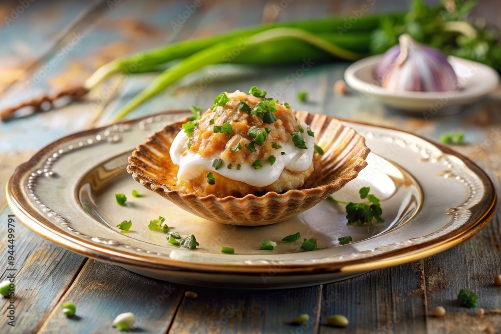 baked potato with cream and chives