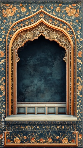 Mughal Garden illustration,Mughal Garden elements collection,Mughal Garden wedding invitation,Mughal Garden frame