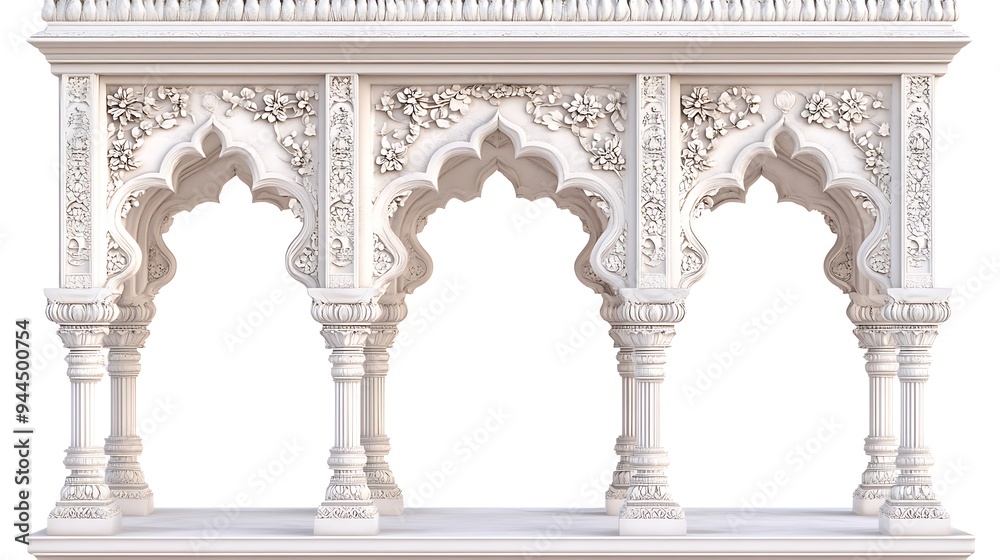 Fototapeta premium Mughal Garden illustration,Mughal Garden elements collection,Mughal Garden wedding invitation,Mughal Garden frame