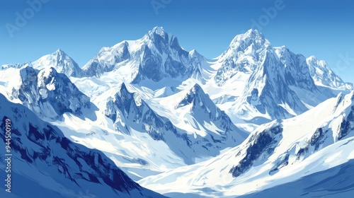 majestic mountain range under a clear blue sky