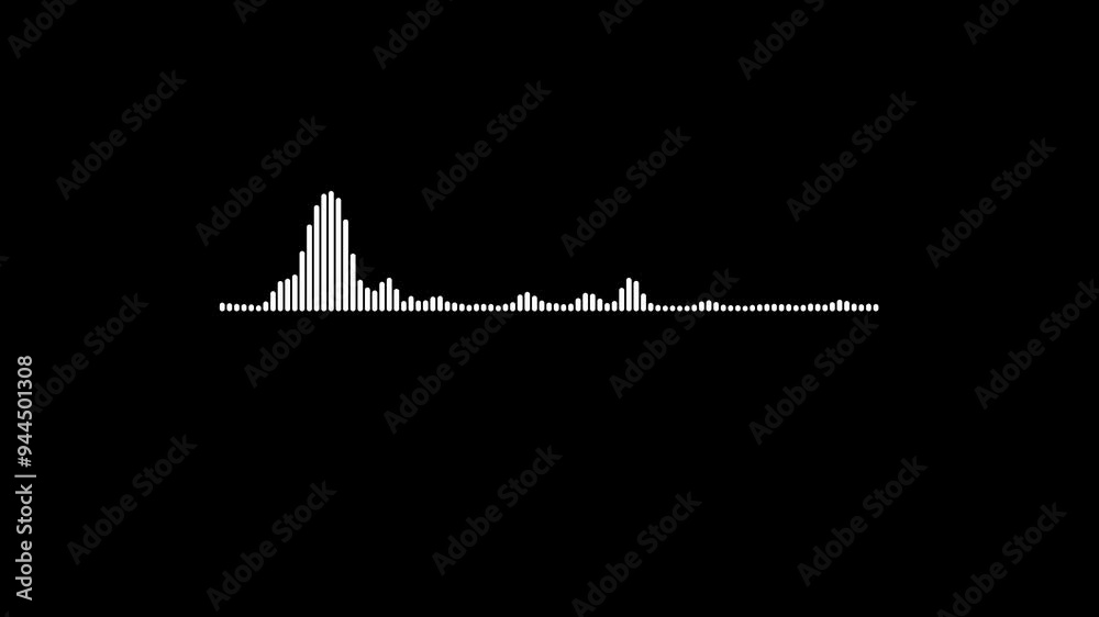 White audio waveform spectrum animation. Alpha channel, spectrum audio animation, Wave form Audio Isolated on transparent background. Audio spectrum wave effect,