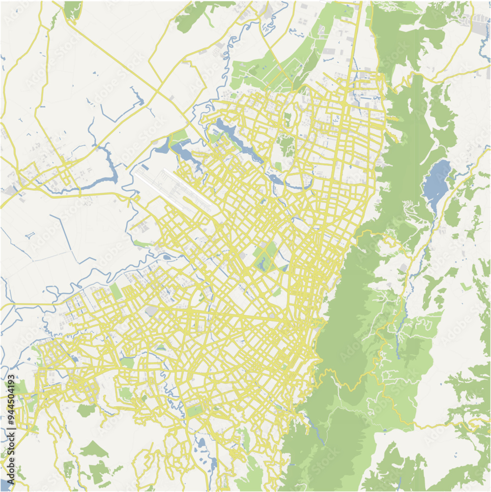 Road map of Bogota in Colombia. Contains layered vector with roads water, parks, etc. Road map of Bogota in Colombia. Contains layered vector with roads water, parks, etc.