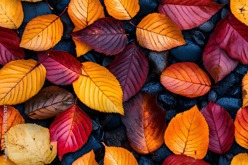 A collection of colorful autumn leaves in shades of red, orange, yellow, and dark blue, creating a vibrant seasonal pattern.
A collection of colorful autumn leaves in shades of red, orange, yellow, and dark blue, creating a vibrant seasonal pattern.
