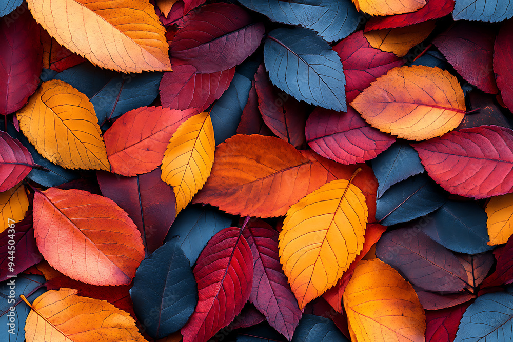 A collection of colorful autumn leaves in shades of red, orange, yellow, and dark blue, creating a vibrant seasonal pattern.
A collection of colorful autumn leaves in shades of red, orange, yellow, and dark blue, creating a vibrant seasonal pattern.