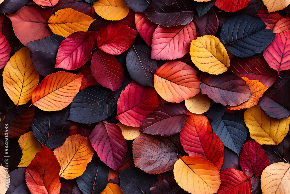 A collection of colorful autumn leaves in shades of red, orange, yellow, and dark blue, creating a vibrant seasonal pattern.
A collection of colorful autumn leaves in shades of red, orange, yellow, and dark blue, creating a vibrant seasonal pattern.