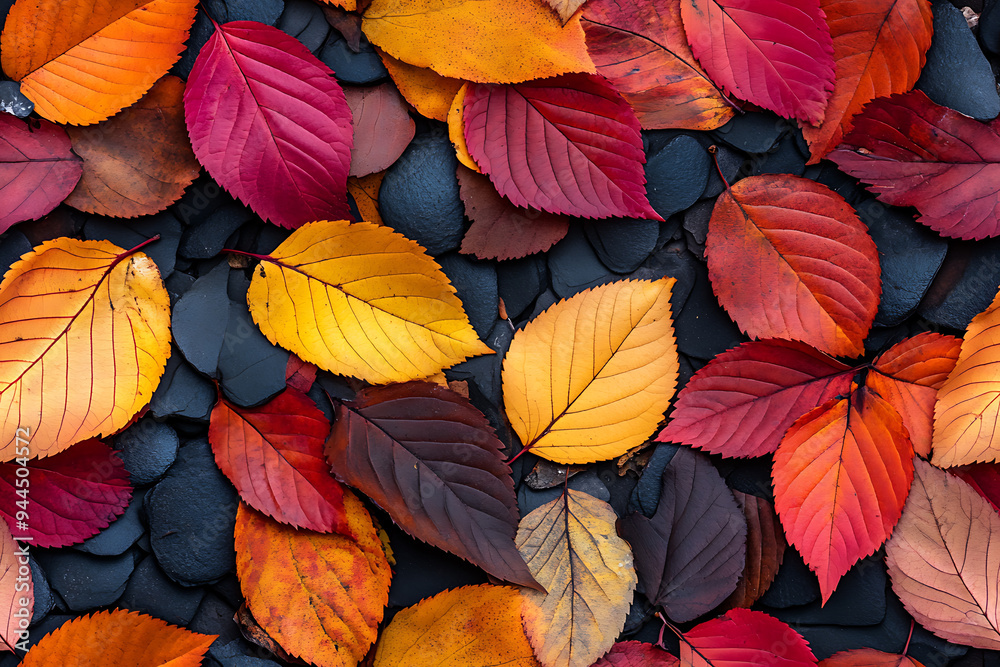 A collection of colorful autumn leaves in shades of red, orange, yellow, and dark blue, creating a vibrant seasonal pattern.
A collection of colorful autumn leaves in shades of red, orange, yellow, and dark blue, creating a vibrant seasonal pattern.