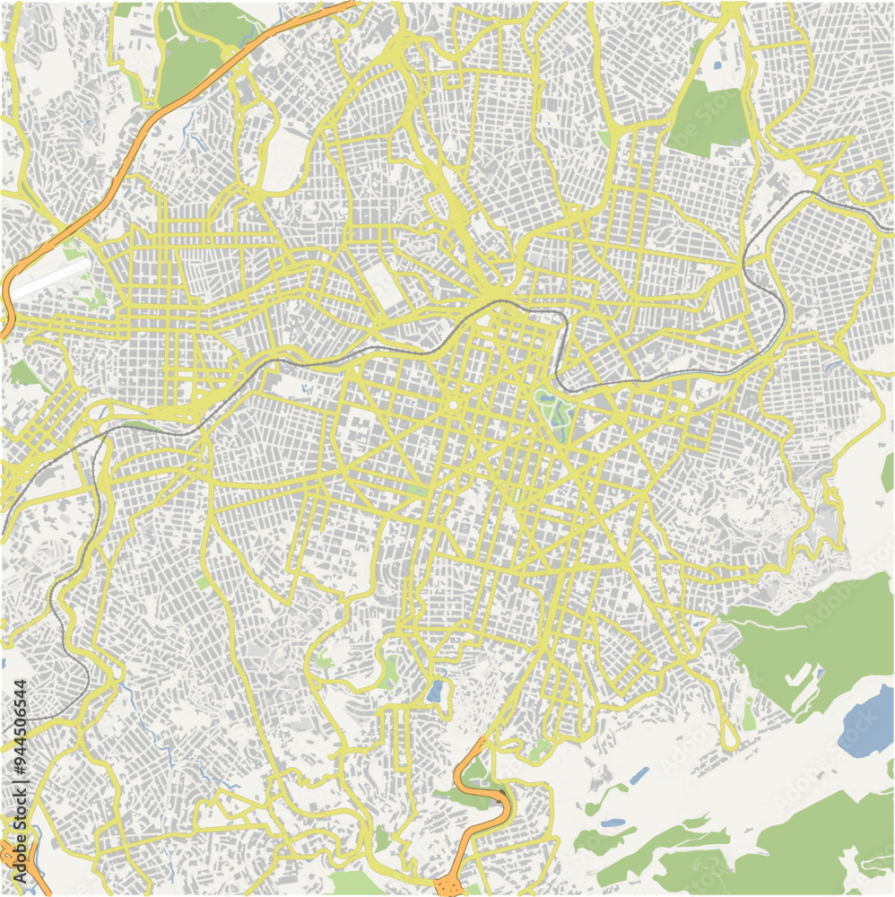 Fototapeta premium Road map of Belo Horizonte in Brazil. Contains layered vector with roads water, parks, etc.