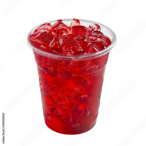 red iced beverege isolated on white background photo