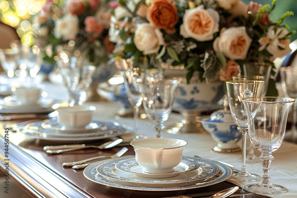 Elegant table setting with candles in restaurant. Selective focus. Romantic dinner setting with candles on table in restaurant.