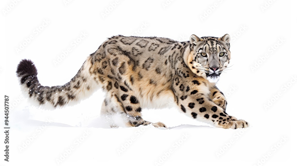 Majestic Snow Leopard Walking in the Snow. Majestic Snow Leopard Walking in the Snow.