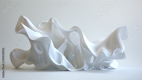 Abstract white form on white background.