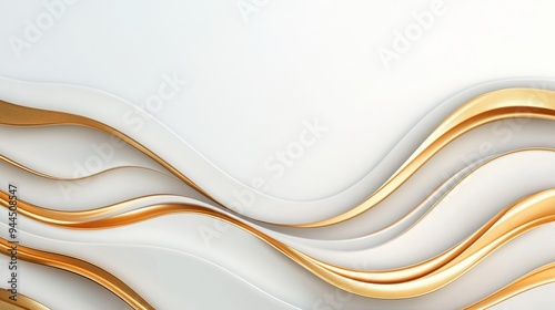 A stylish abstract design featuring smooth curves and elegant golden accents on a clean white background, perfect for modern aesthetics.