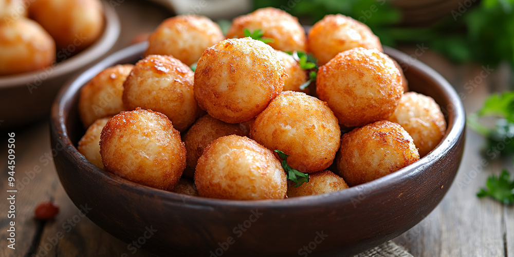 Fried Fish Balls on the table Fried Fish Balls on the table